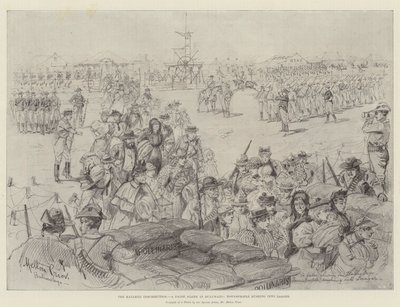The Matabili Insurrection, a False Alarm in Buluwayo, Townspeople rushing into Laager by Melton Prior